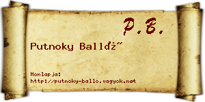 Putnoky Balló névjegykártya